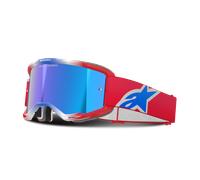 §Maschera Cross Alpinestars Vision 5 Corp Rosso-Bianco-Blue-Mirror Blue§