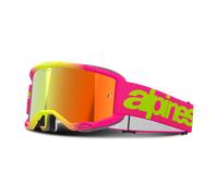 §Maschera Cross Alpinestars Vision 5 Wordmark Rosa-Giallo-Mirror Red§