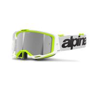 Alpinestars Vision 8 Wordmark, occhiali a specchio male Bianco/Giallo Fluo/Nero Argento A Specchio