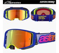 MASCHERA CROSS ENDURO ALPINESTARS SUPERTECH BLU GIALLO VIOLA LENTE SPECCHIATA