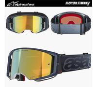 MASCHERA CROSS ENDURO ALPINESTARS SUPERTECH VISION VISTA LENTE SPECCHIATA ORO
