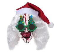 Maschera da clown di Natale | Copertura per il viso con occhiali | Puntelli per costume di Natale, scena horror, con colori vivaci per feste a tema horror