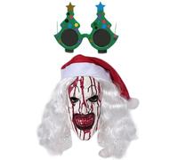 Maschera da clown natalizio,Maschera da clown terrificante,Terrore con copertura per il viso con gli occhiali - Oggetti di scena per costumi di Natale, per oggetti di scena per copricapo, colori vivac