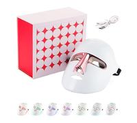 Maschera da collo a LED 7 in 1 con terapia a luce rossa, dispositivo portatile per tonificare e ringiovanire la pelle, maschera per la terapia della luce del viso, perfetta per uso domestico e viaggio