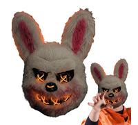 Maschera da coniglietto di Halloween, divertente copertura per il viso regolabile, maschera da coniglio di Halloween, copertura per il viso cosplay Maschera che si illumina al buio Copertura per il