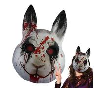 Maschera da coniglietto raccapricciante, maschere horror da coniglio insanguinato, copricapo spaventoso per cosplay, feste, accessorio per costume per Halloween, feste in maschera, festival