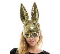 Maschera Da Coniglio In Oro Decorata Con Strass Costume Accessorio Per Adulti