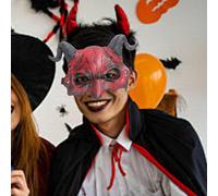 Maschera Da Diavolo A Metà Viso, Accessori Per Feste Di Halloween,