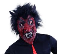 maschera da diavolo con capelli neri per adulti