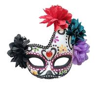 Maschera da donna in maschera, maschera messicana per il giorno dei morti, maschere di Halloween, maschera fantasma con fiori per cosplay, spettacoli, feste di carnevale (A)