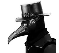 Maschera da dottore della peste, in pelle nera, con naso lungo, becco di uccello, maschera steampunk, per Halloween, per adulti