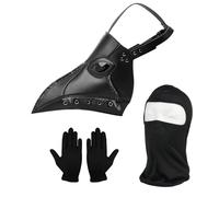 Maschera da dottore della peste, naso lungo becco di uccello, stile steampunk, retrò, in pelle, per cosplay, travestimenti e guanti neri, maschera integrale per costumi di Halloween, festival, feste
