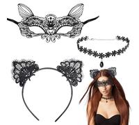 Maschera da gatto con orecchie di gatto, accessorio sexy da donna in maschera con orecchie da gatto, accessori per costume da gatto nero, accessori per costume da gattino da donna, per cosplay