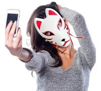 Maschera da giapponese - Maschera integrale a forma di , travestimento tradizionale anime per festival, balli in maschera, Halloween, per teatro, cosplay, di scena per feste
