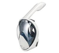 maschera da immersione, Maschera subacquea da snorkeling a 180°, maschera integrale in silicone for il viso, a bocca piatta, adatta for adulti e bambini(White,S)