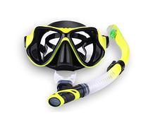 maschera da immersione, Maschere subacquee, maschere da snorkeling, occhiali nuoto, set , occhialini antiappannamento, tubo di respirazione completamente asciutto, subacquei(Yellow)