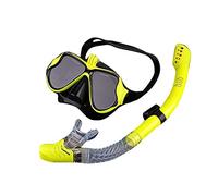 maschera da immersione, Set da snorkeling, maschera antiappannamento, vetro temperato panoramico resistente agli urti(Yellow)