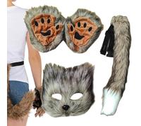 Maschera da lupo, kit di per costume da animale peloso, divertente kit di per costume di Halloween, mezza maschera per cosplay, feste