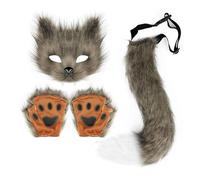 Maschera da lupo mannaro mezzo viso costume animale per festa di Halloween, danza, ballo in maschera, spettacoli teatrali, maschera pelosa a pelo lungo, maschera da lupo, uomo e donna