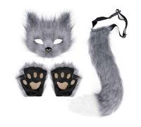Maschera da lupo mannaro mezzo viso costume animale per festa di Halloween, danza, ballo in maschera, spettacoli teatrali, maschera pelosa a pelo lungo, maschera da lupo, uomo e donna