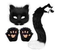 Maschera da lupo mannaro mezzo viso costume animale per festa di Halloween, danza, ballo in maschera, spettacoli teatrali, maschera pelosa a pelo lungo, maschera da lupo, uomo e donna