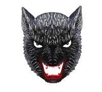 Maschera da lupo spaventoso per Halloween, a metà faccia, copricapo 3D, realistica, per uomo e donna, per cosplay, casa infestata, accessorio per spettacoli (taglia unica) (nero sanguinante)
