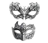 Maschera da mascherata in pizzo, costume da maschera, 2 copertine per il viso vintage - Set di maschere da mascherata per lui e lei, per costume da ballo di fine anno, carnevale