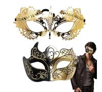 Maschera da mascherata in pizzo, maschera per maschera, 2 x copriviso con fascia per gli occhi mascherati, copri volti scintillanti per lui e lei, forniture per feste per donne e