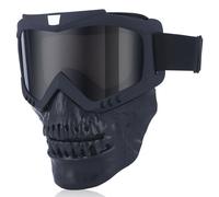 Maschera da Moto con Occhiali Teschio Viso Facciale Rimovibile per Auto da Corsa