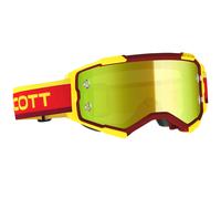 Maschera da motocross SCOTT Fury CH rosso-giallo con plexiglas specchiato giallo