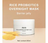 Maschera da notte gel barriera idratante con probiotici al riso Abib, maschera da notte nutriente profonda per la cura della pelle coreana, maschera per gli occhi in gel, pelle luminosa, 80ml