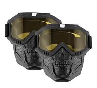 Maschera da Paintball Tattica Antiappannamento, per Uomo e Donna, con Montatura Staccabile e Regolabile, Modello Skull, a Copertura Totale, per Motocross Fuoristrada e Sci(Pale yellow)
