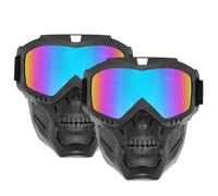Maschera da Paintball Tattica Antiappannamento, per Uomo e Donna, con Montatura Staccabile e Regolabile, Modello Skull, a Copertura Totale, per Motocross Fuoristrada e Sci(Iridescent blue)