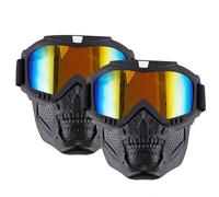 Maschera da Paintball Tattica Antiappannamento, per Uomo e Donna, con Montatura Staccabile e Regolabile, Modello Skull, a Copertura Totale, per Motocross Fuoristrada e Sci(Faux red)