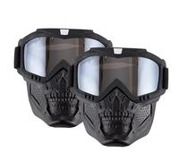 Maschera da Paintball Tattica Antiappannamento, per Uomo e Donna, con Montatura Staccabile e Regolabile, Modello Skull, a Copertura Totale, per Motocross Fuoristrada e Sci(Silver)