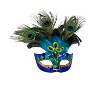 Maschera da pavone con gemme e piume accessorio per costumi e travestimenti carnevale veneziano feste a tema