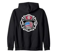 Maschera da Pompiere in Pensione con Bandiera Americana e Emblema Patriottico Felpa con Cappuccio