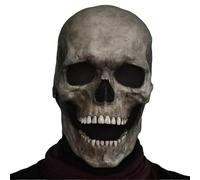 Maschera da scheletro da uomo, testa horror, copertura realistica del viso con movimento della mascella, accessorio per feste di Halloween, costume cosplay, decorazione spaventosa, maschera per