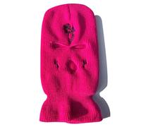 Maschera da sci a 3 fori, passamontagna integrale ricamata, in fibra acrilica, per sport all'aria aperta, per uomini e donne, Colore: rosso prugna., 8