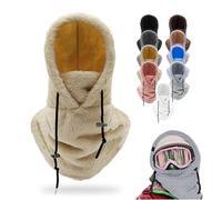 Maschera da Sci for Donna, Passamontagna da Uomo, Antivento, Cappuccio Termico, Scaldacollo Invernale con Peluche(Khaki)