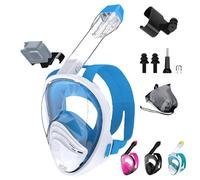 Maschera da snorkeling per bambini, maschera subacquea con supporto staccabile per fotocamera, ampia visuale a 180°, maschera anti appannamento con cinghie regolabili per la testa, sistema di