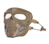 Maschera da Softair a Forma di Teschio con Occhiali Protettivi, Maschera Integrale Tattica Regolabile per Paintball Cosplay e Attività All'aperto(Brown)