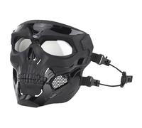 Maschera da Softair a Forma di Teschio con Occhiali Protettivi, Maschera Integrale Tattica Regolabile per Paintball Cosplay e Attività All'aperto(Bkcp)