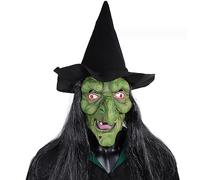 Maschera da strega vecchia con cappello Maschera horror Halloween Fai da te Formato libero Maschera spaventosa raccapricciante per adulti Maschera realistica di Halloween per costume cosplay Casa