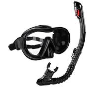 Maschera da Sub Snorkel Set Maschera da immersione Snorkeling Immersioni Occhialini nuoto snorkeling a secco per adulti Snorkeling & Apnea(Black)