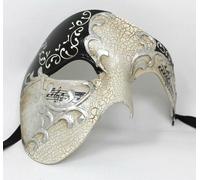 Maschera Da Teatro Phantom Dell'Opera Nera E Argento Con Note Musicali Halloween