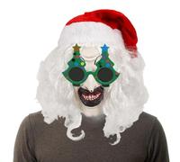Maschera da Terrifier per adulti, costume da clown natalizio - Terrore con copertura per il viso con gli occhiali,Oggetti di scena per costumi di Natale, per oggetti di scena per copricapo, colori