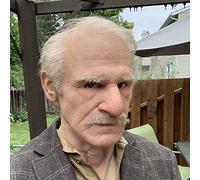 Maschera da Uomo Anziano in Lattice Realistica - Faccia Antirughe, Spaventosa Testa Piena per Halloween, Cosplay e Feste - Puntelli per Costumi (A)