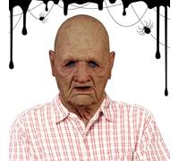 Maschera da uomo vecchio di Halloween, maschera da uomo anziano Halloween | accessori per maschera cosplay horror | copricapo spaventoso realistico di Halloween, copertura del viso del costume da