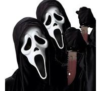 Maschera da urlo,Maschera Scream Spaventoso Volto Fantasma,Halloween Horror Scream Maschera,Costume Cosplay di Halloween da Ghostface, per Bambini e Adulti, per Feste a Tema e Giochi di Ruolo (2PCS)
